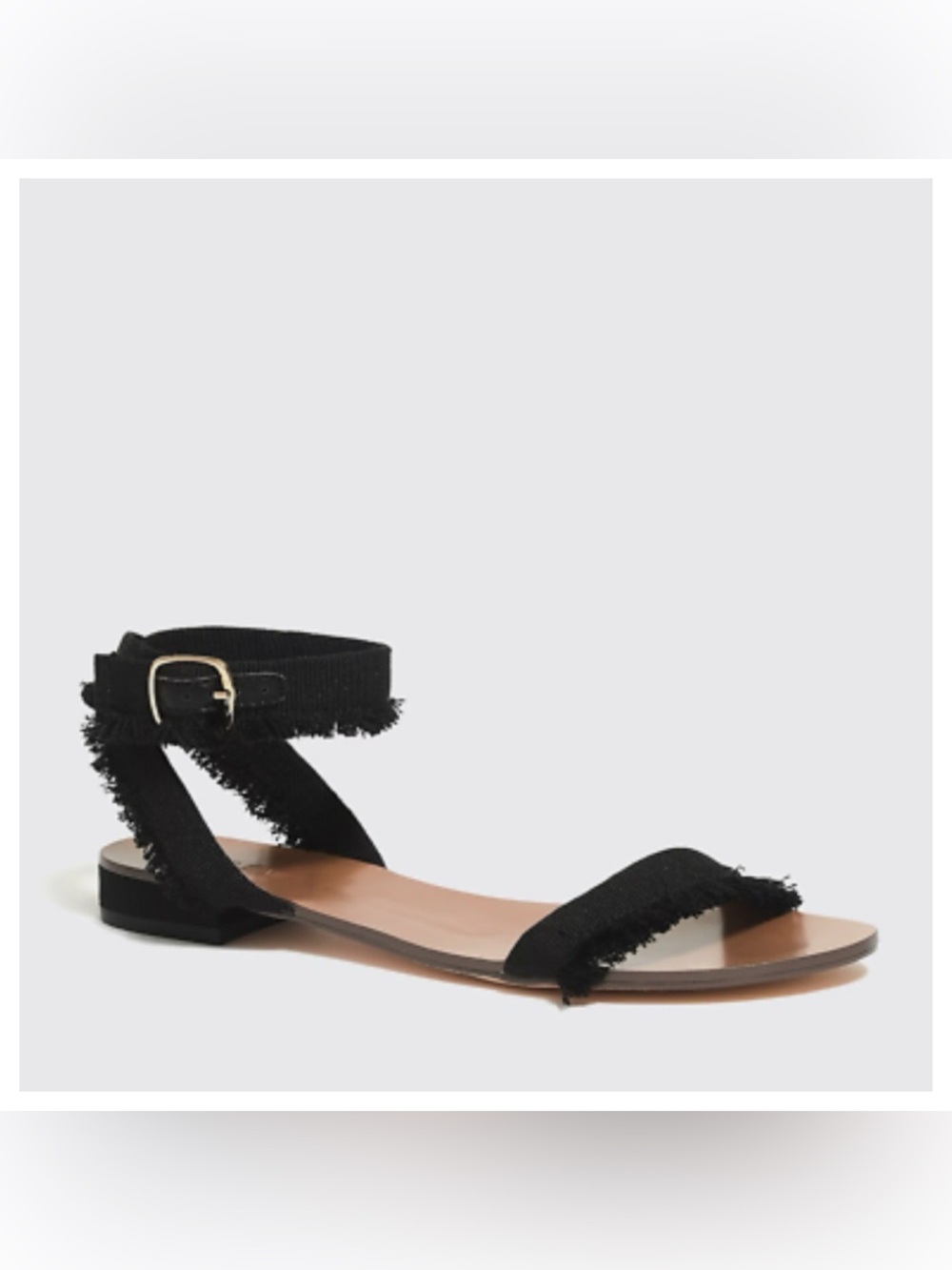 J.Crew Black Fabric Fringe Ankle Strap Sandals size 8